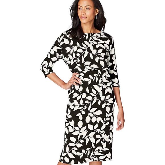 J. Jill‎ x Christian Siriano Leaf Print Dress sz 2 - Picture 1 of 8